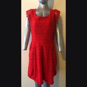 Brand New Red Stretch Lace Dress L 12-14